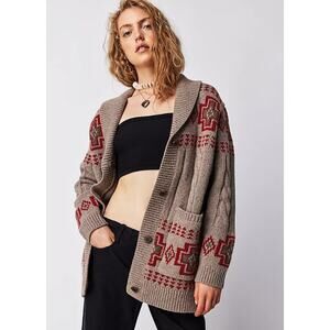 PENDLETON NWT Jace Cable Knit Cardigan Sweater Taupe Lambswool Women's XS